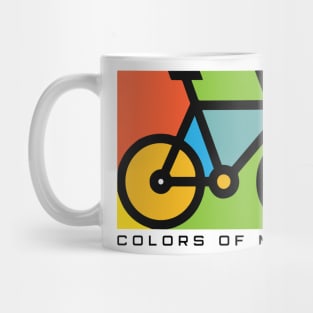 Colors Of My Life Bicycle Cycling Riding Silhoutte Green Yellow Blue Black Mug